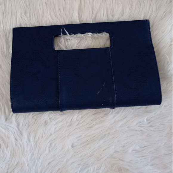 Charming Charlie Snap Closure Blue Faux Leather Clutch Purse - Picture 1 of 14